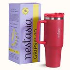 GripSip 40 Insulated Tumbler Bottle With Side Handle Rich Crimson Red 1200ml Nestasia