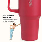 GripSip 40 Insulated Tumbler Bottle With Side Handle Rich Crimson Red 1200ml Nestasia