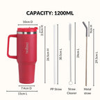 GripSip 40 Insulated Tumbler Bottle With Side Handle Rich Crimson Red 1200ml Nestasia