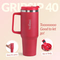 GripSip 40 Insulated Tumbler Bottle With Side Handle Rich Crimson Red 1200ml Nestasia