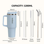 GripSip 40 Insulated Tumbler Bottle With Side Handle Baby Blue Jay 1200ml Nestasia