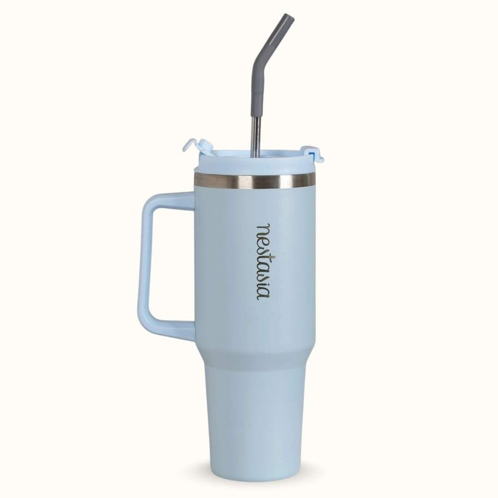 GripSip 40 Insulated Tumbler Bottle With Side Handle Baby Blue Jay 1200ml Nestasia