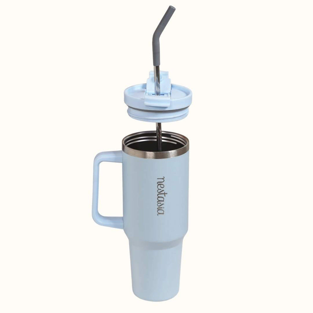 GripSip 40 Insulated Tumbler Bottle With Side Handle Baby Blue Jay 1200ml Nestasia