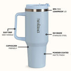 GripSip 40 Insulated Tumbler Bottle With Side Handle Baby Blue Jay 1200ml Nestasia