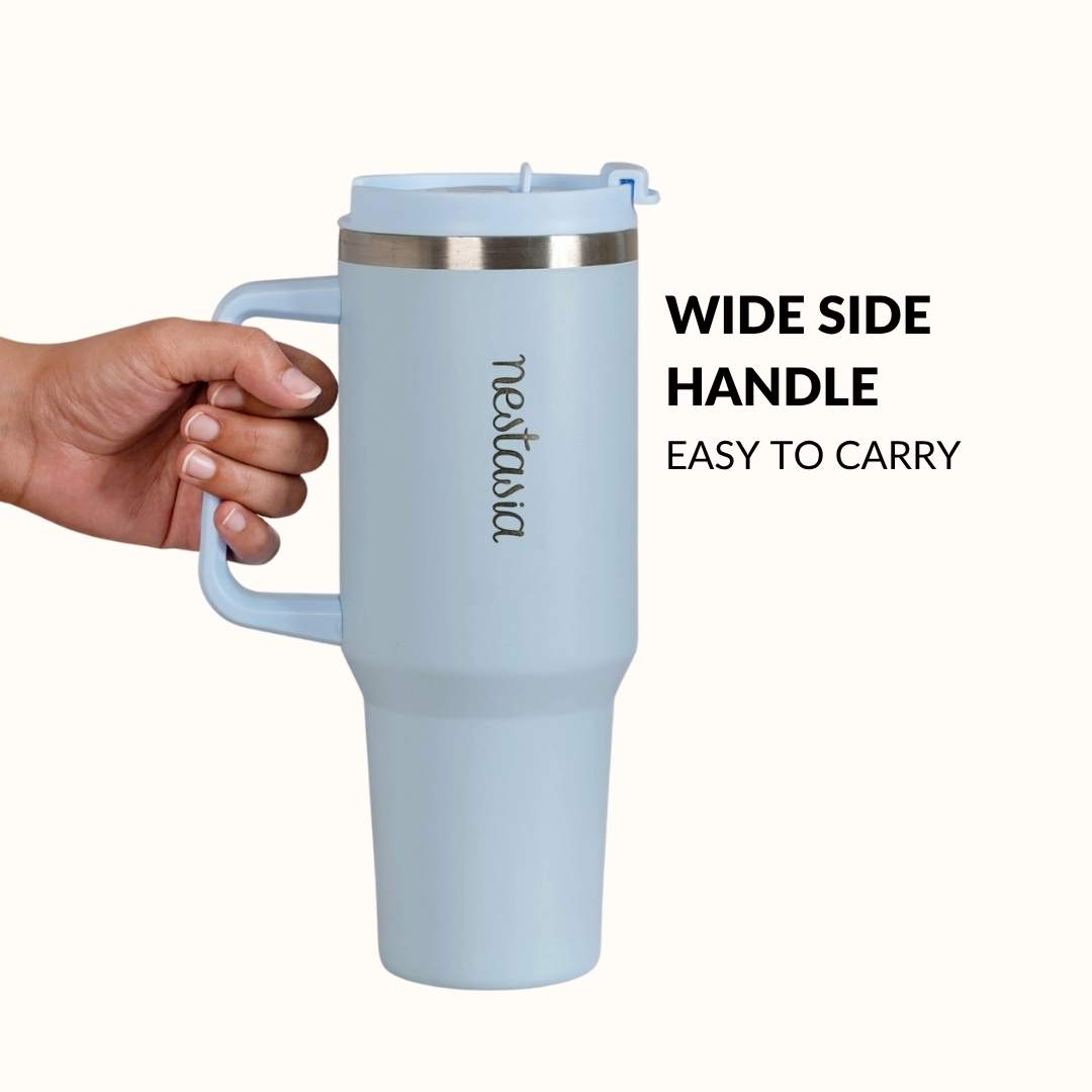 GripSip 40 Insulated Tumbler Bottle With Side Handle Baby Blue Jay 1200ml Nestasia