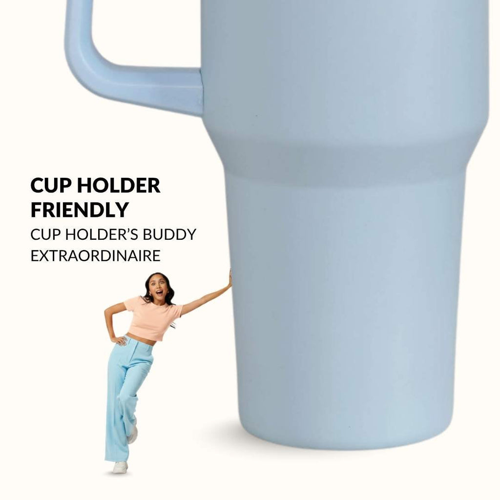 GripSip 40 Insulated Tumbler Bottle With Side Handle Baby Blue Jay 1200ml Nestasia
