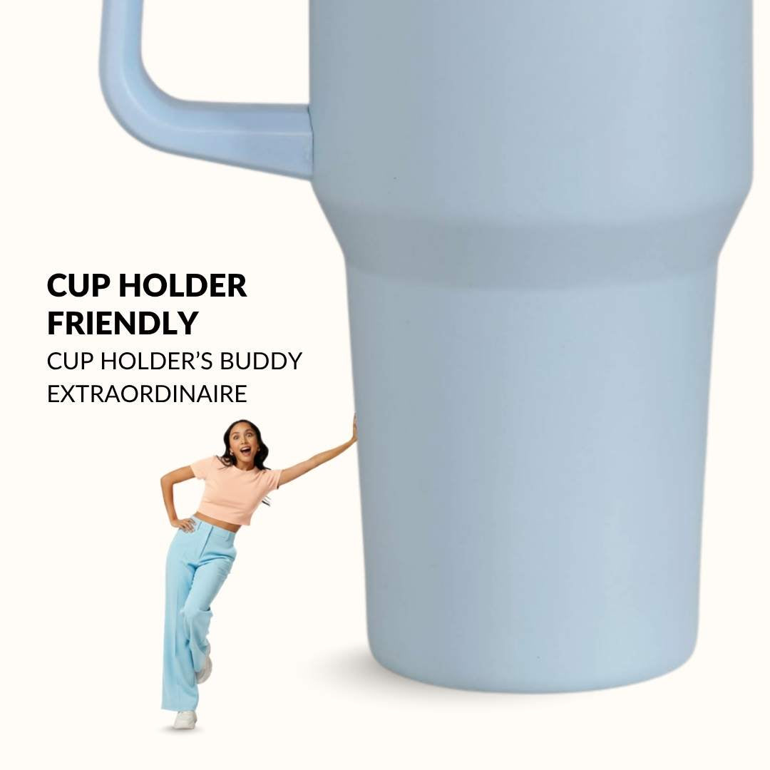 GripSip 40 Insulated Tumbler Bottle With Side Handle Baby Blue Jay 1200ml Nestasia