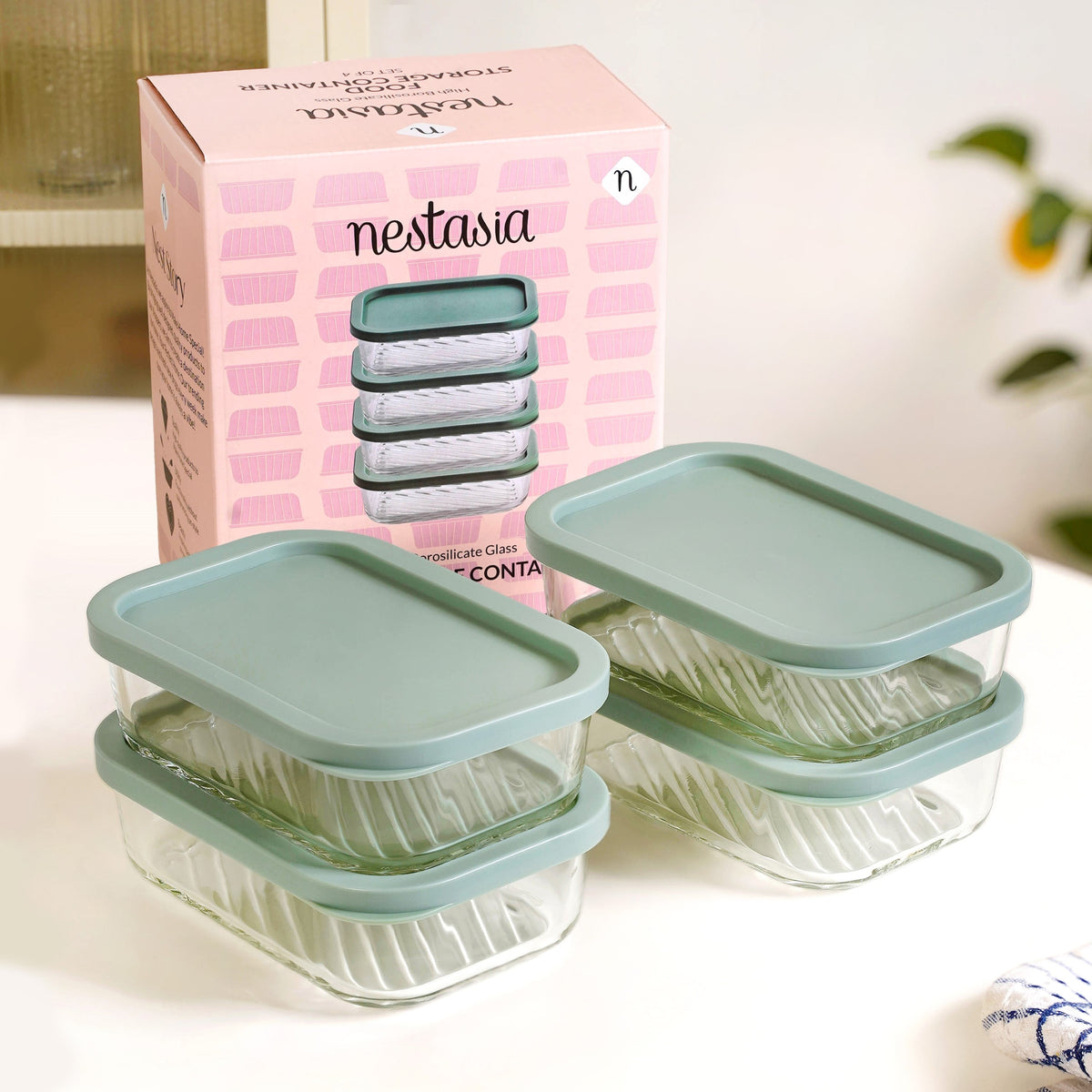 Groovo Food Storage Container Green Set Of 4 520ml Nestasia