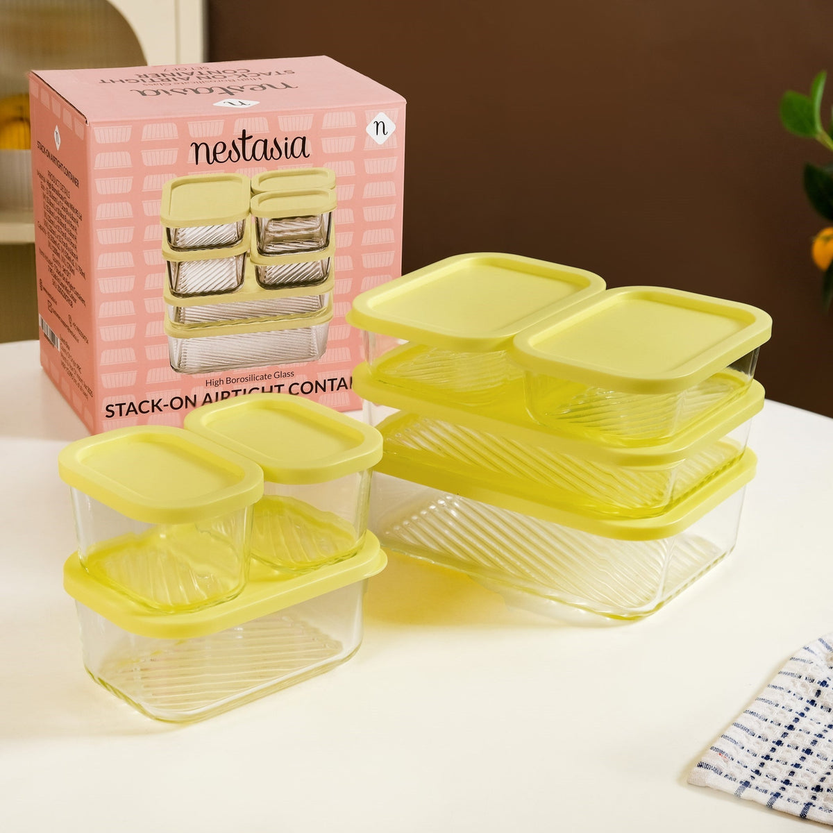Groovo Stack On Airtight Container Set Of 7 S 310ml M 520ml L 750ml XL 1200ml XXL 1700ml Nestasia