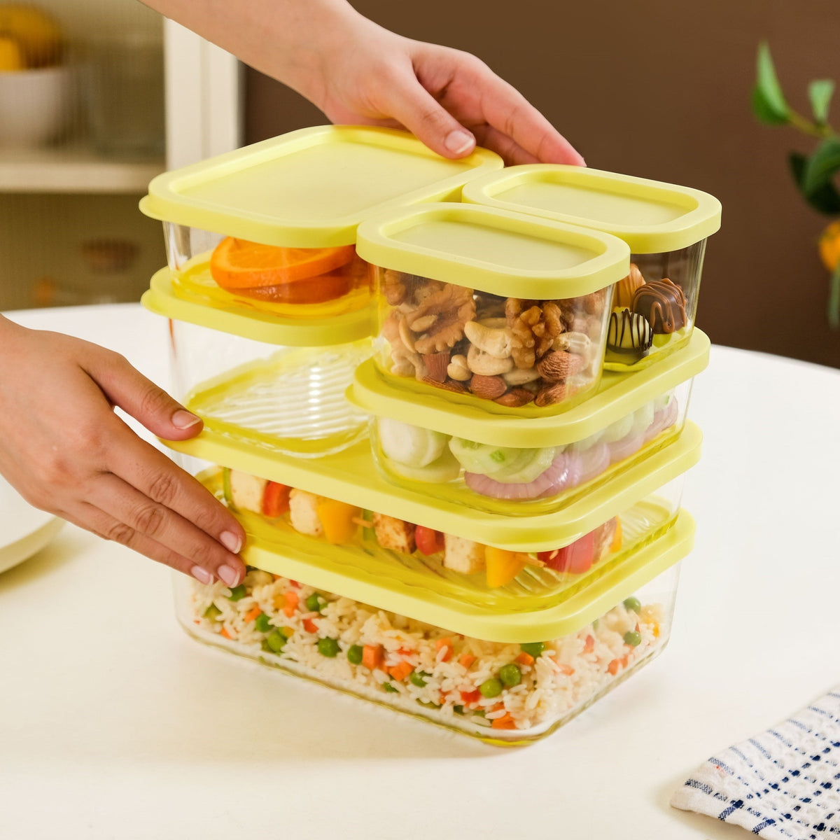 Groovo Stack On Airtight Container Set Of 7 S 310ml M 520ml L 750ml XL 1200ml XXL 1700ml Nestasia