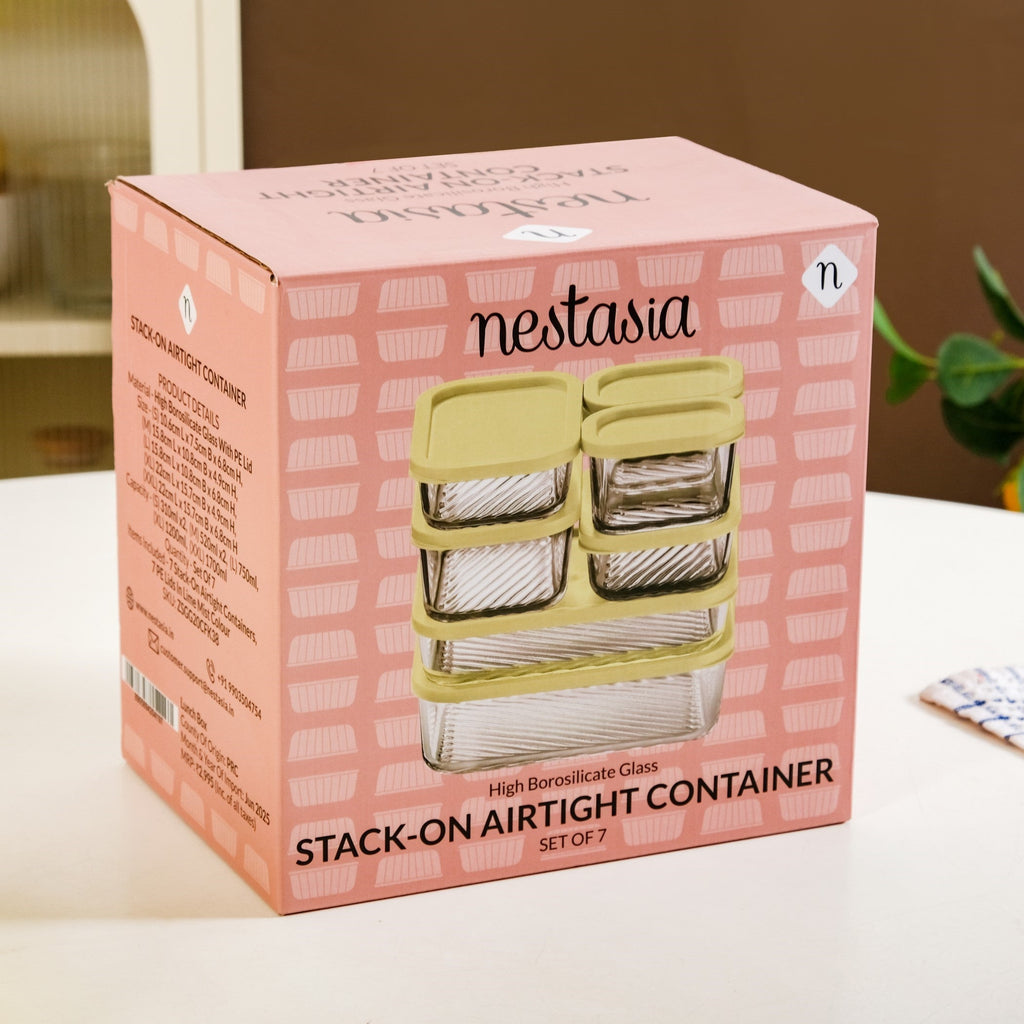 Groovo Stack On Airtight Container Set Of 7 S 310ml M 520ml L 750ml XL 1200ml XXL 1700ml Nestasia