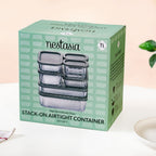Groovo Stack On Storage Container Sage Green Set Of 7 S 310ml M 520ml L 750ml XL 1200ml XXL 1700ml Nestasia