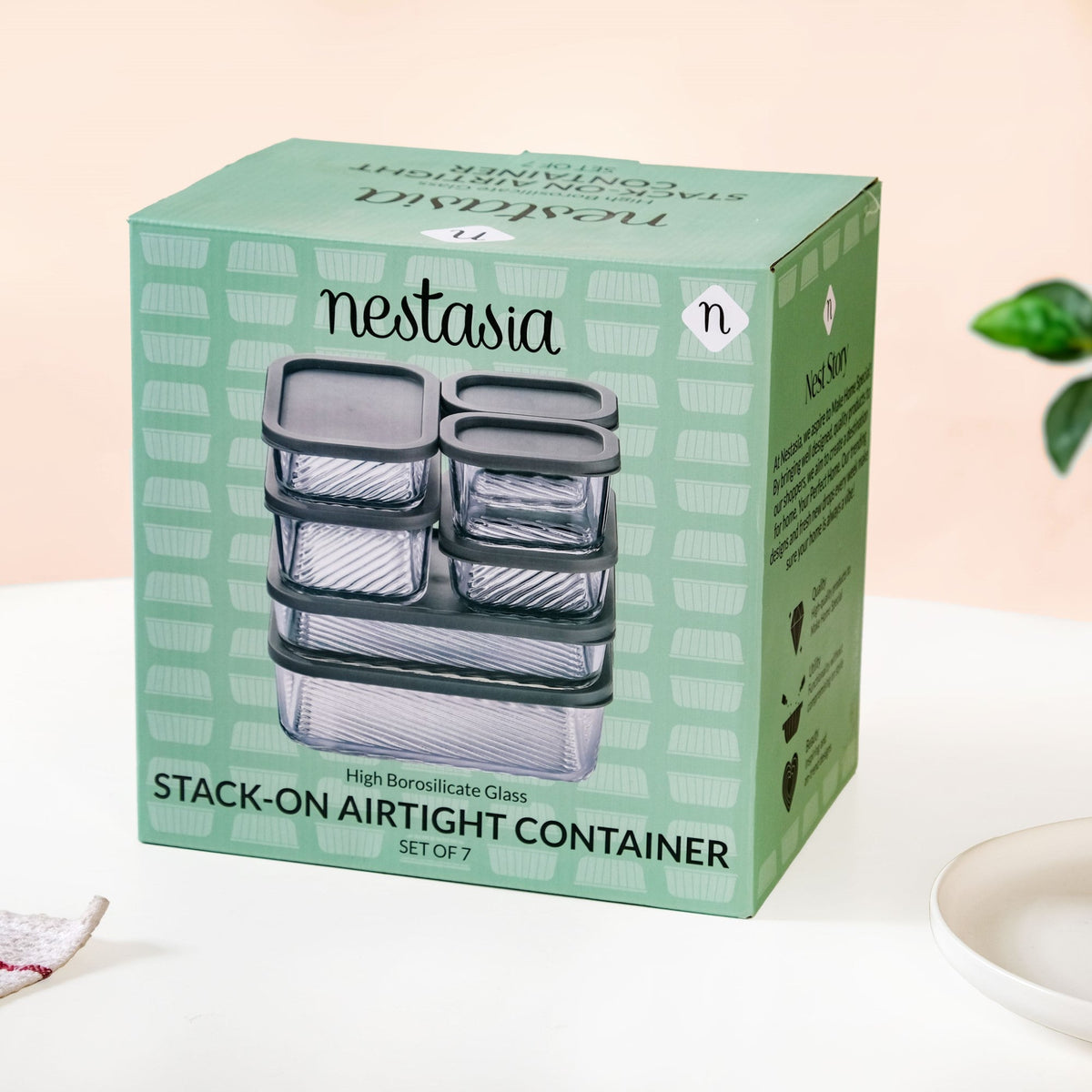 Groovo Stack On Storage Container Sage Green Set Of 7 S 310ml M 520ml L 750ml XL 1200ml XXL 1700ml Nestasia