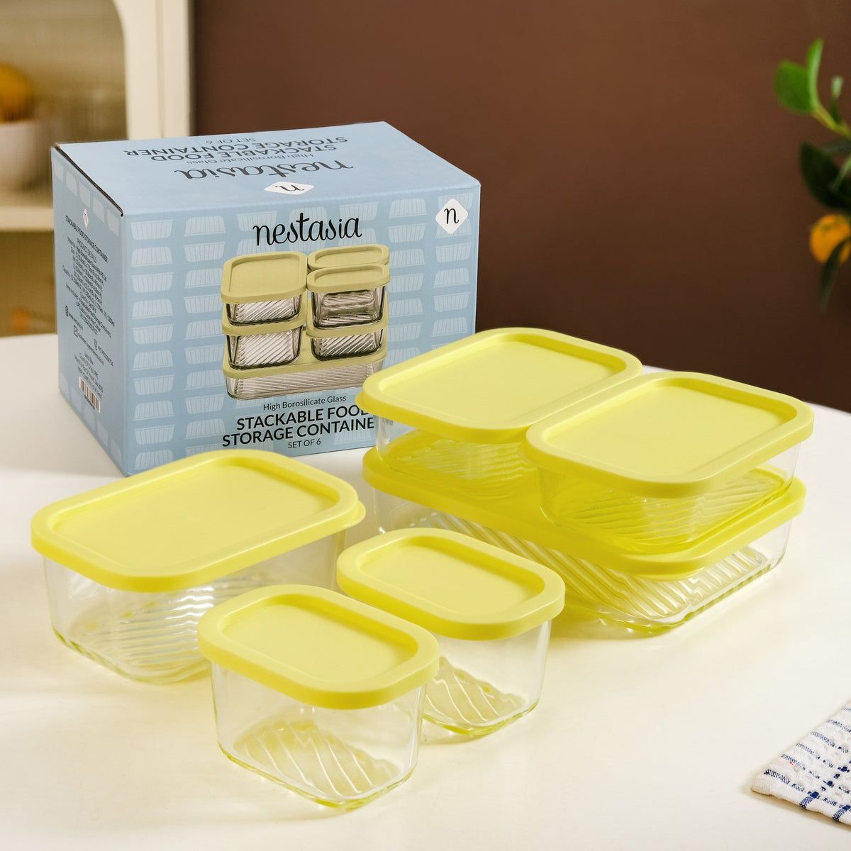 Groovo Stackable Storage Container Set Of 6 S 310ml M 520ml L 750ml XL 1200ml Nestasia