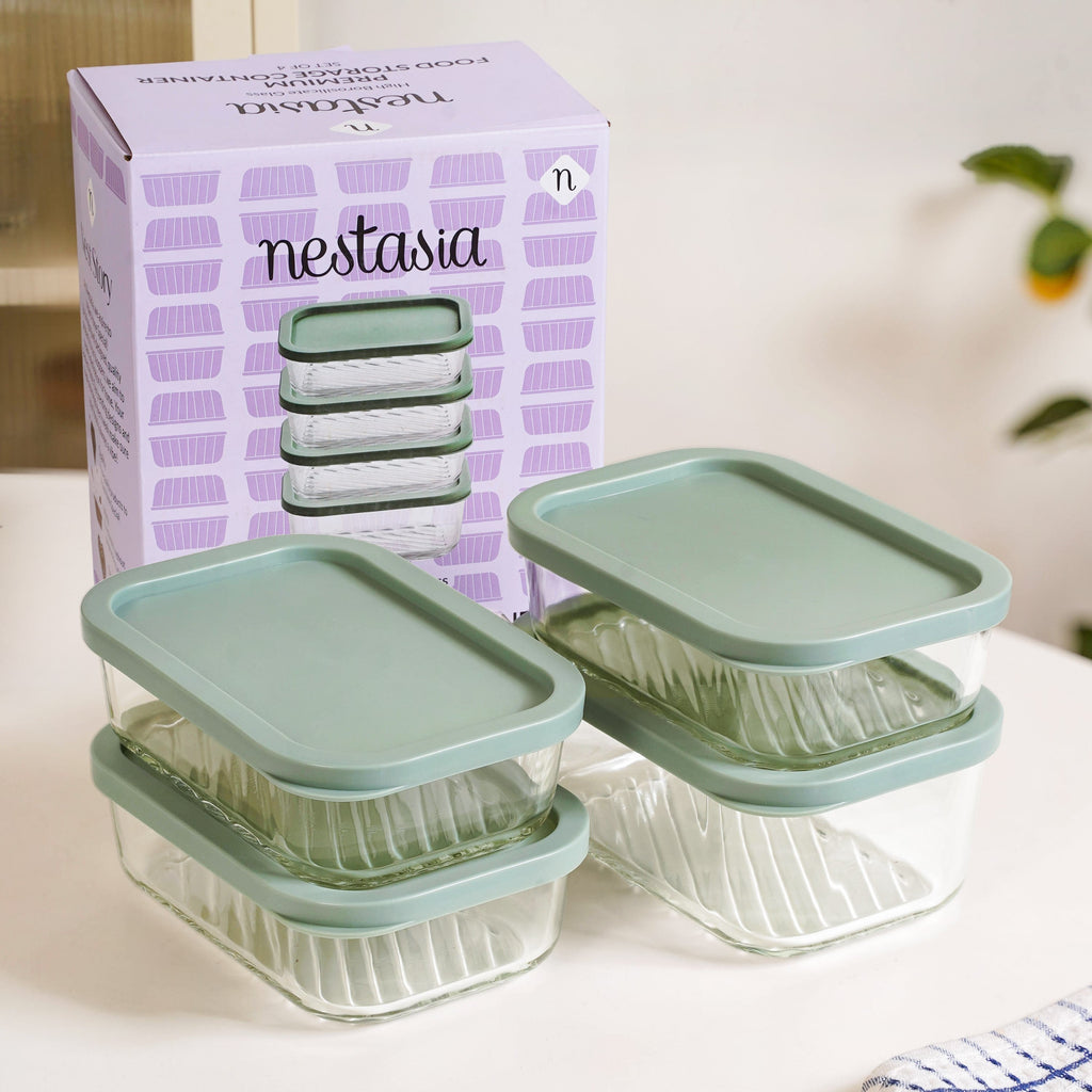 Groovo Storage Container Set Of 4 Sage Green M 520ml L 750ml Nestasia