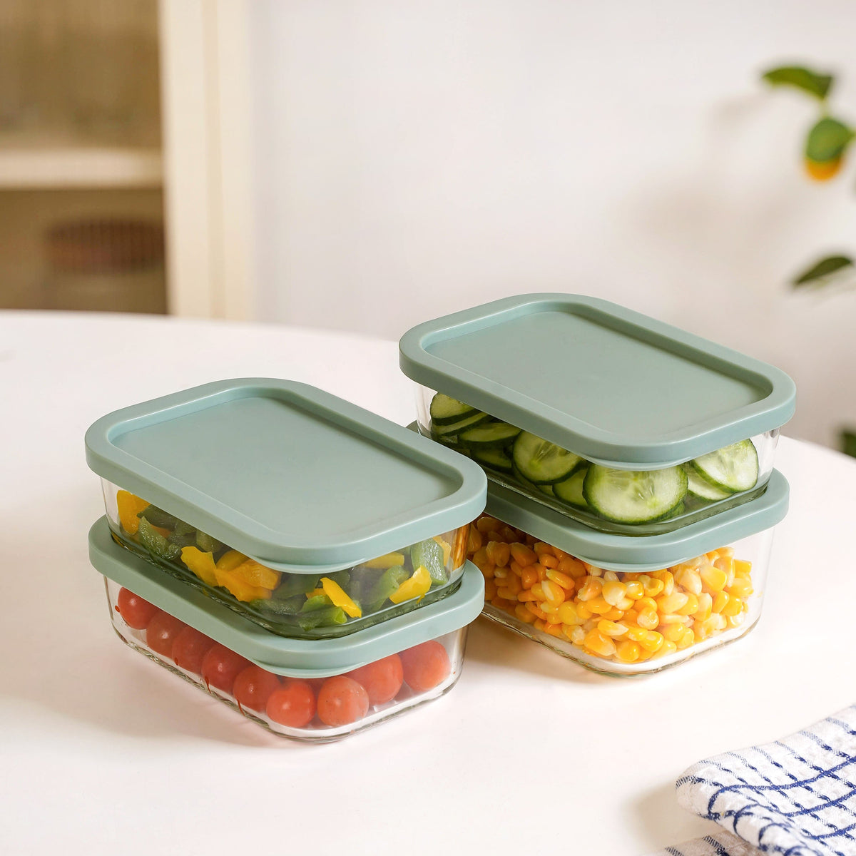 Groovo Storage Container Set Of 4 Sage Green M 520ml L 750ml Nestasia