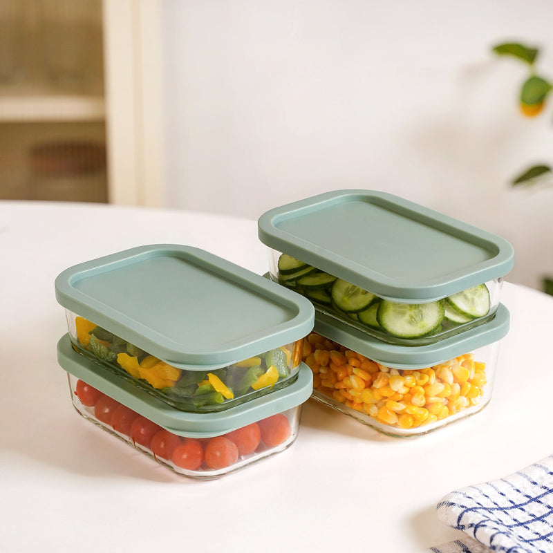 Groovo Storage Container Set Of 4 Sage Green M 520ml L 750ml Nestasia