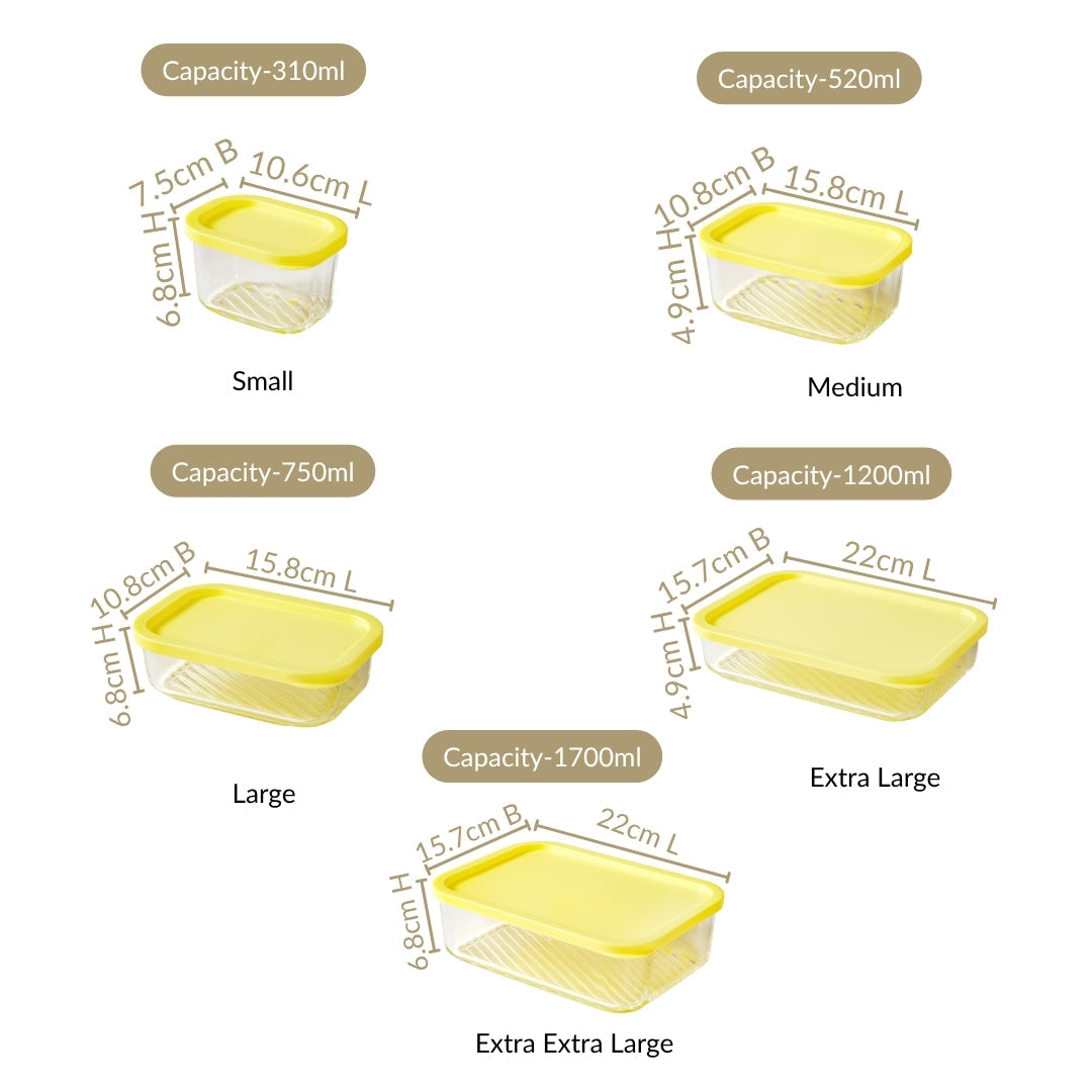 Groovo Stack On Airtight Container Set Of 7 S 310ml M 520ml L 750ml XL 1200ml XXL 1700ml Nestasia