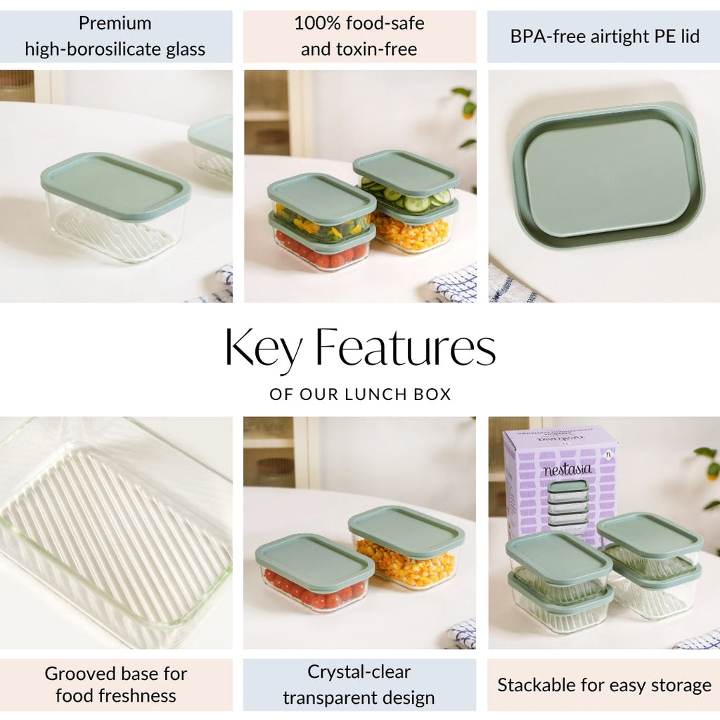 Groovo Storage Container Set Of 4 Sage Green M 520ml L 750ml Nestasia