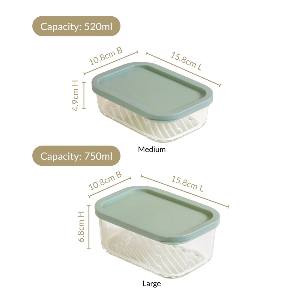 Groovo Storage Container Set Of 4 Sage Green M 520ml L 750ml Nestasia
