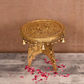 Brass Stool With Hanging Bells (12 Inch) Vedansh Craft