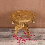 Brass Stool With Hanging Bells (12 Inch) Vedansh Craft