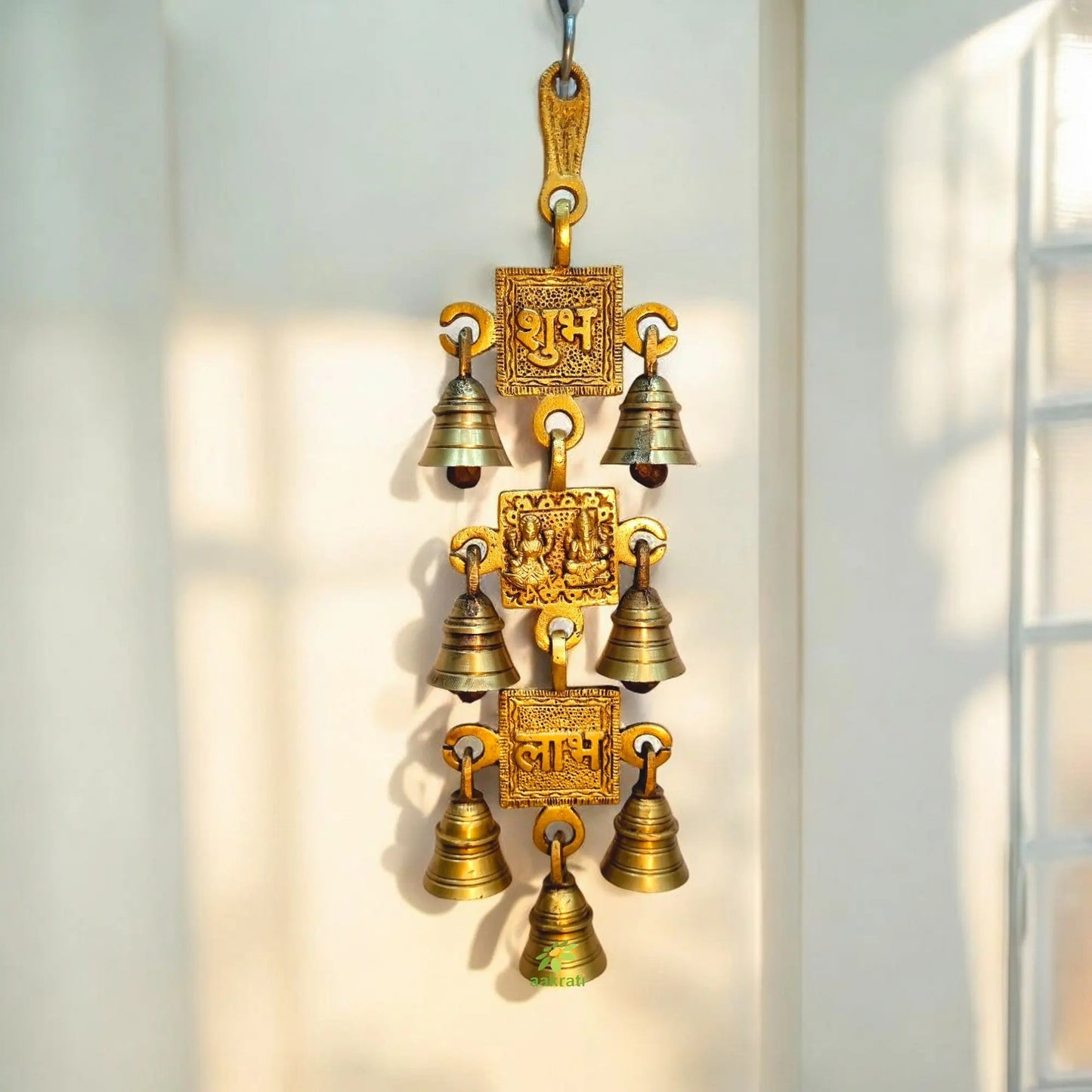 Brass Laxmi Ganesh Idols with Hanging Bell and Diya Set | Handcrafted Pooja Gift Combo for Diwali, Housewarming & Home Temple Decor | Gift Hamper