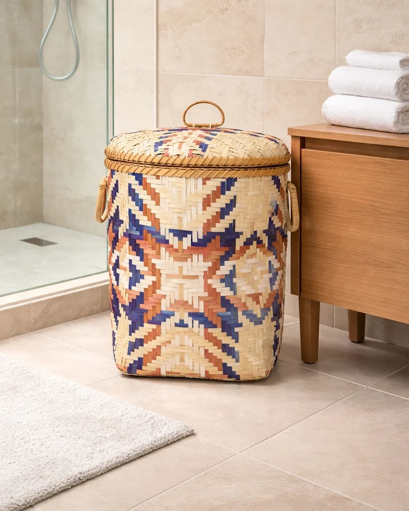 Bamboo Laundry Basket with Lid for Clothes, Toys, and Home Organization
