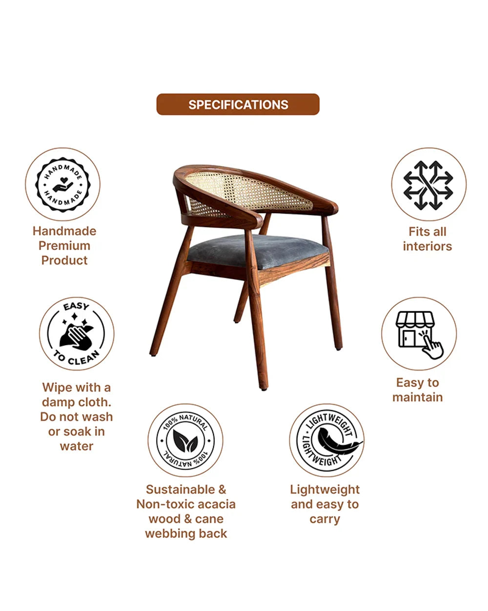 Solid Acacia Wooden Chairs for Relaxing Home Seating