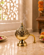 Brass Dhoop Dani for Aarti and Puja with Elegant Sambrani and Loban Holder