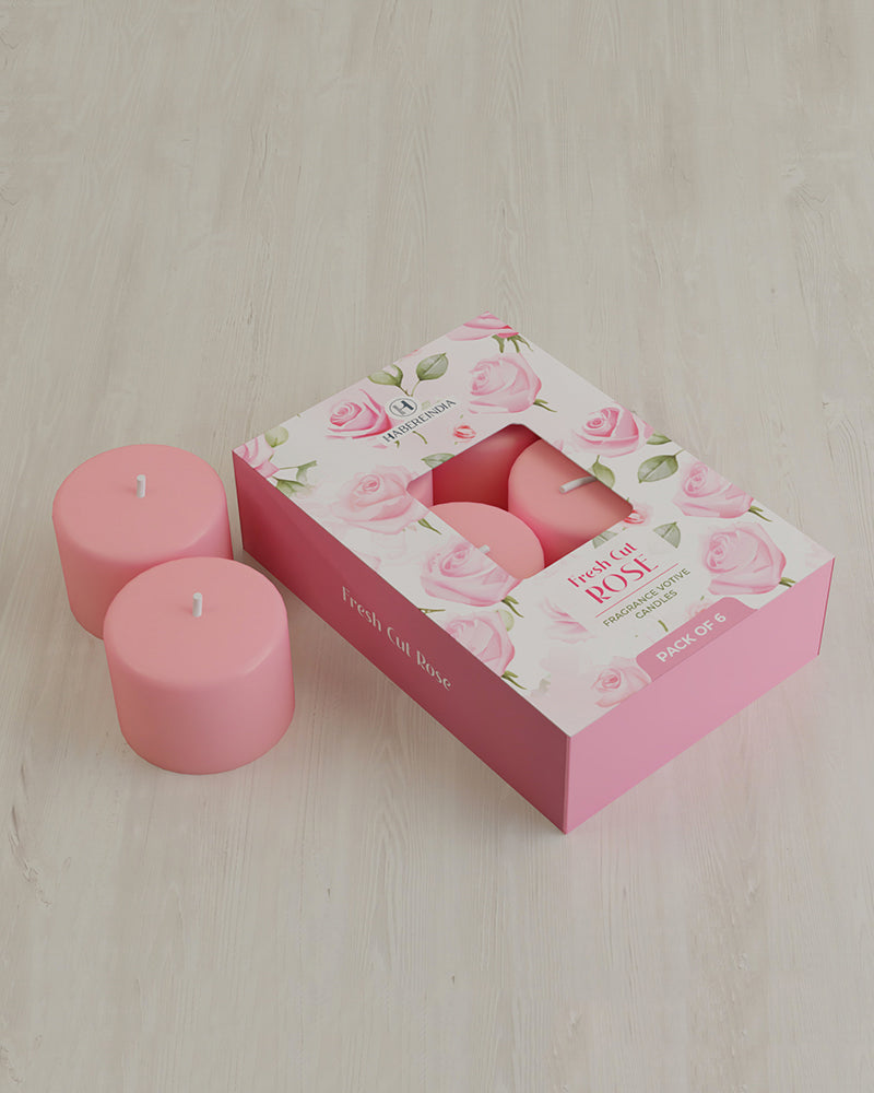 Set of 6 Rose Scented Aroma Candles, 31gm Each with 6 Hour Burn for Decoration and Gifting