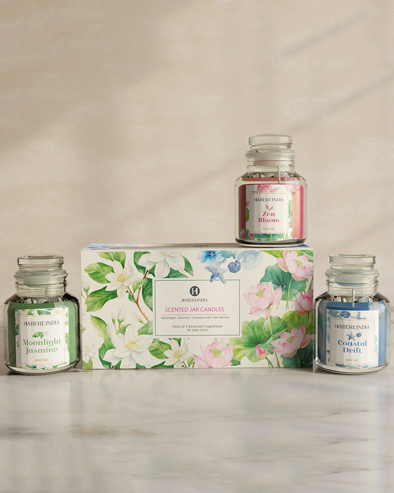 Set of 3 Scented Aroma Candle Jars 80gm Each with 22–24 Hour Burn for Decorative Fragrance and Gift Set