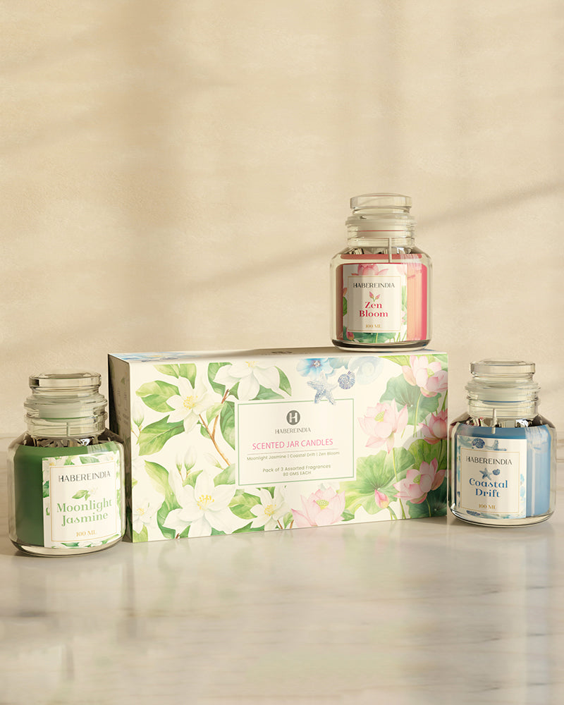 Set of 3 Scented Aroma Candle Jars 80gm Each with 22–24 Hour Burn for Decorative Fragrance and Gift Set