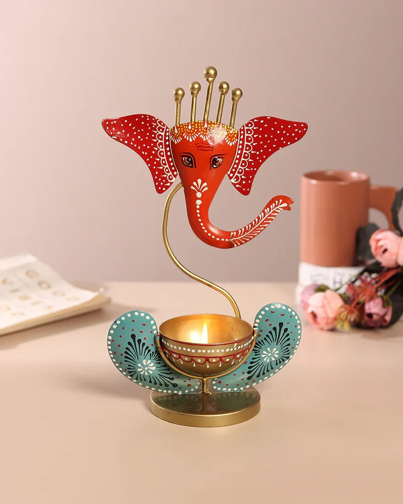Lord Ganesha Idol Tealight Holder for Home Decoration and Pooja Room