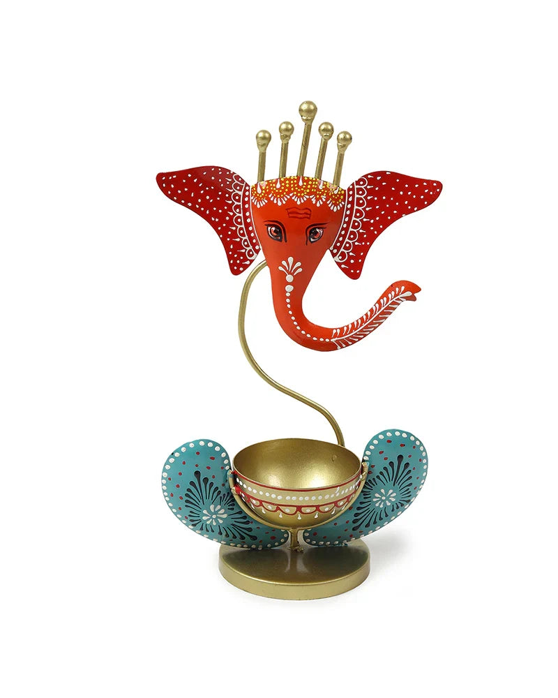 Lord Ganesha Idol Tealight Holder for Home Decoration and Pooja Room