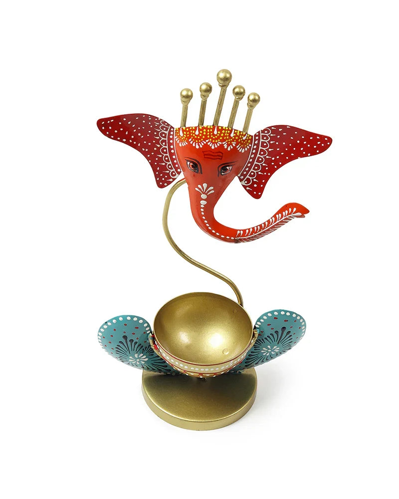 Lord Ganesha Idol Tealight Holder for Home Decoration and Pooja Room