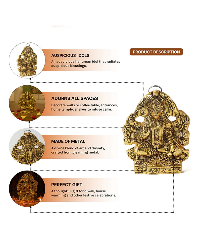 Panchmukhi Hanuman Ji Idol for Pooja Home Decoration and Spiritual Showpiece