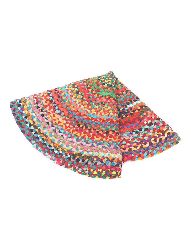 Handwoven Multicolor Round Jute Carpet For Dining Area