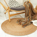 Woven Natural Round Jute Carpet For Hall Decoration