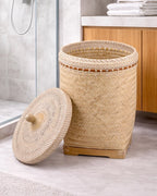 Rattan Laundry Basket with Lid for Home and Bathroom