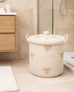 Rattan Storage Basket with Lid for Living Room and Closet