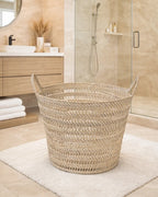 Rattan Laundry Basket with Handles for Home and Bathroom