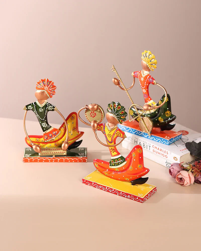 Set of 3 Rajasthani Figurines for Table Decor and Home Gifting
