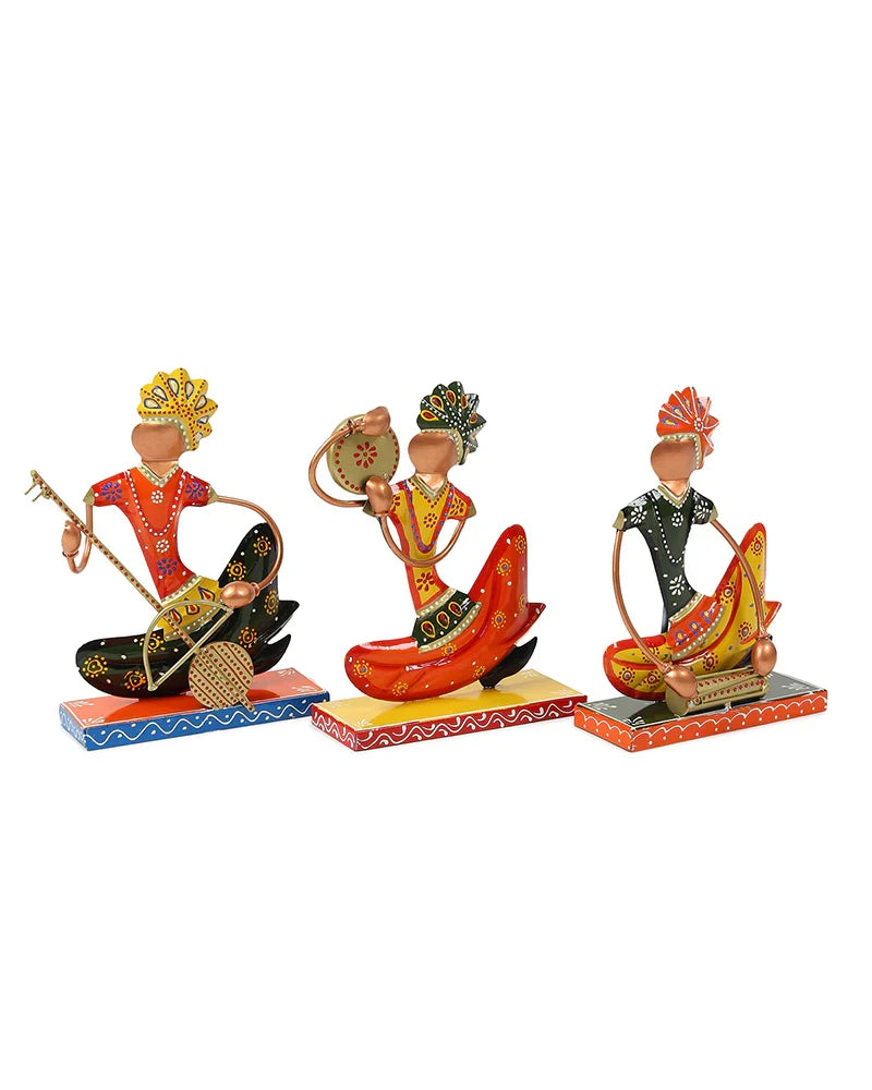 Set of 3 Rajasthani Figurines for Table Decor and Home Gifting