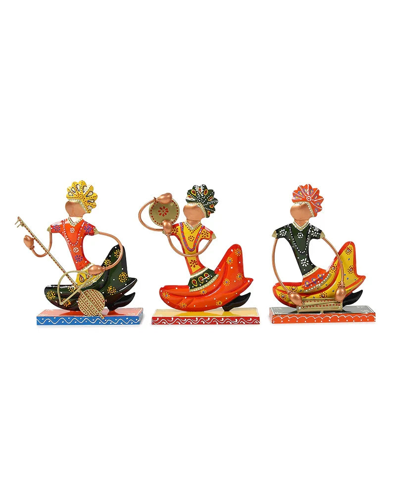 Set of 3 Rajasthani Figurines for Table Decor and Home Gifting
