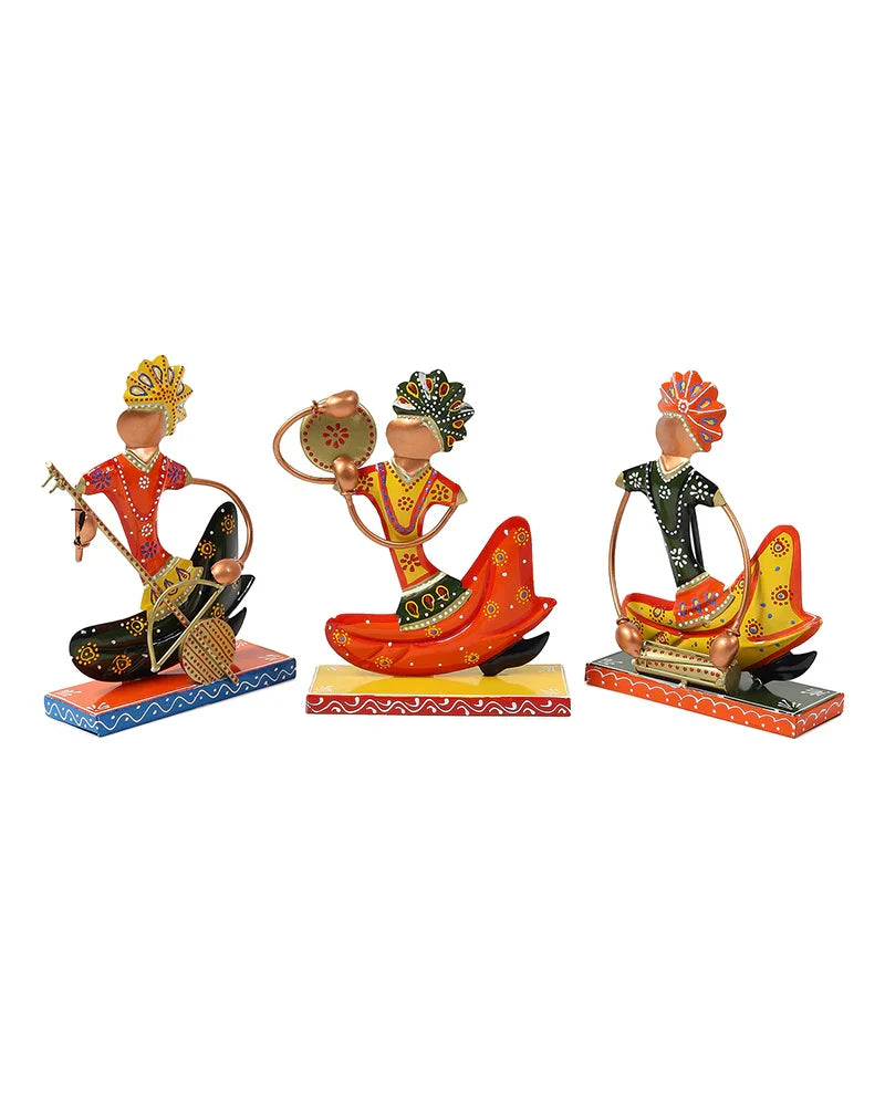 Set of 3 Rajasthani Figurines for Table Decor and Home Gifting