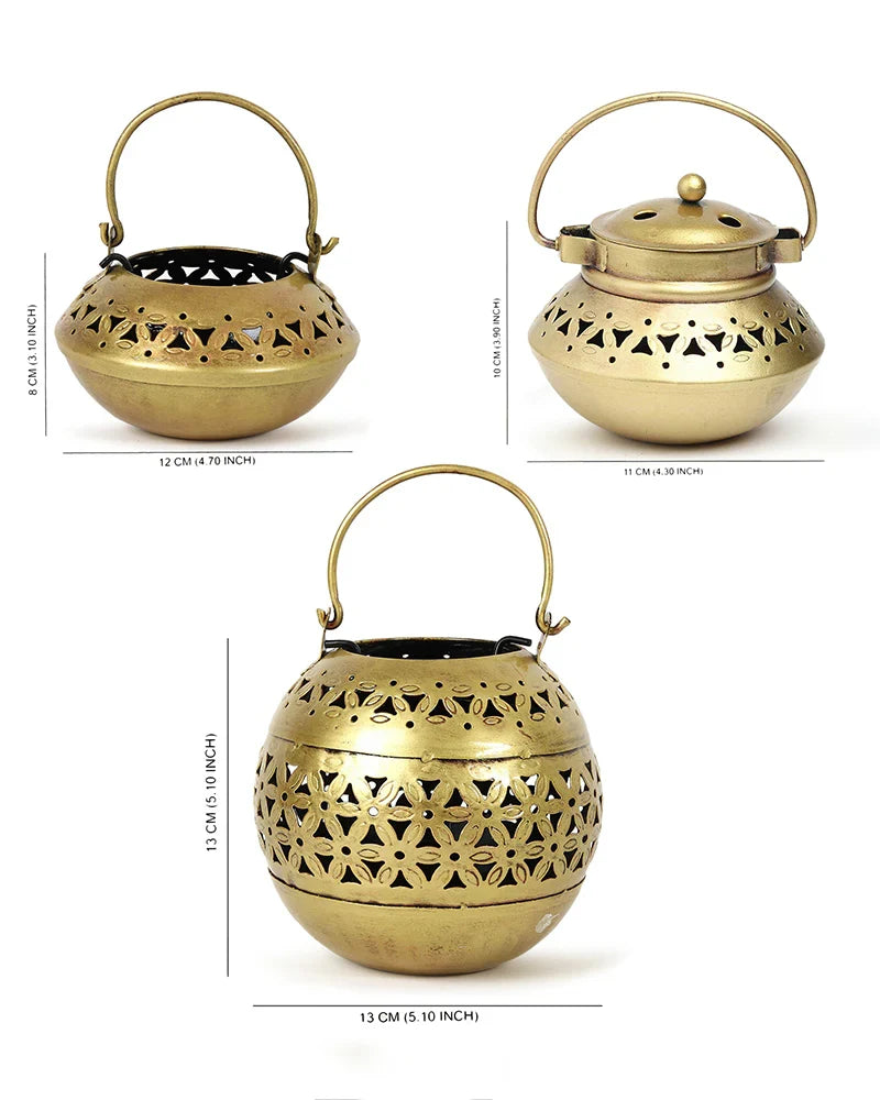 Set of 3 Candle Holders for Home Decor and Diwali Tealight Decoration