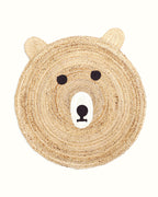Handmade Teddy Bear Design Beige Round Jute Carpet For Bedroom