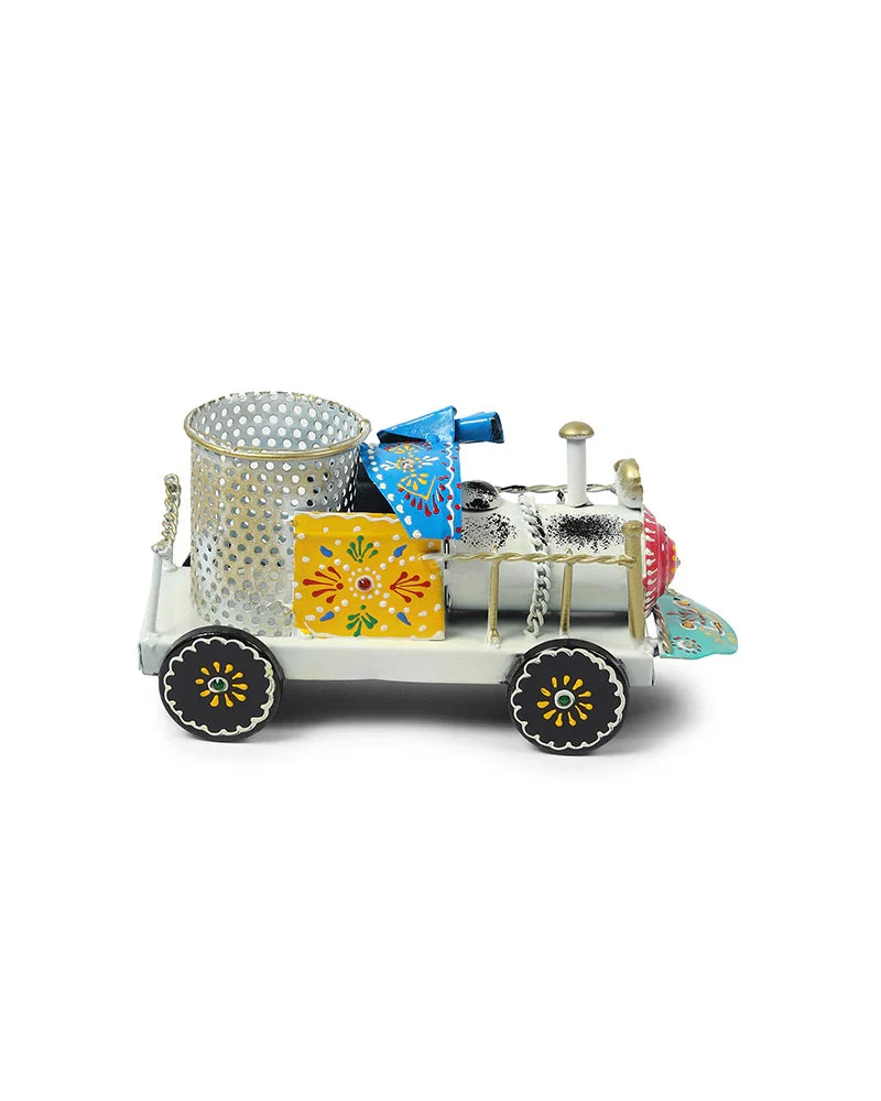 Decorative Train Engine Pen Holder for Tabletop Organiser and Office Use