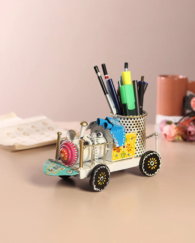 Decorative Train Engine Pen Holder for Tabletop Organiser and Office Use